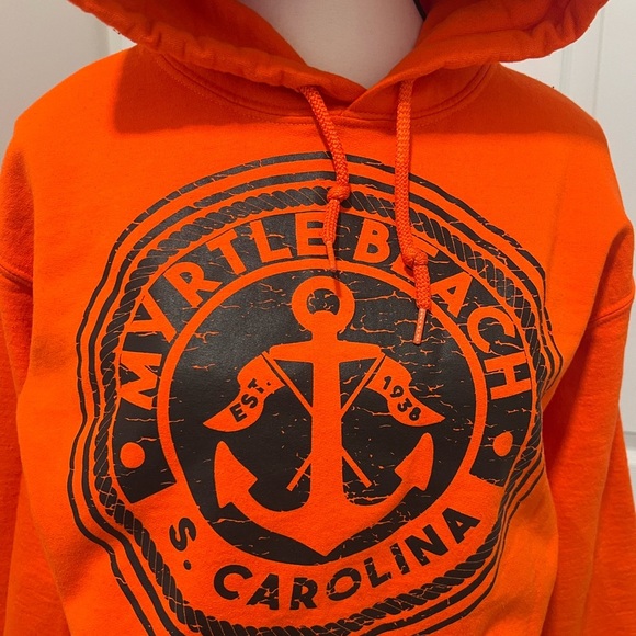 Gildan Orange Hoodie with Black Anchor Design - Picture 6 of 12